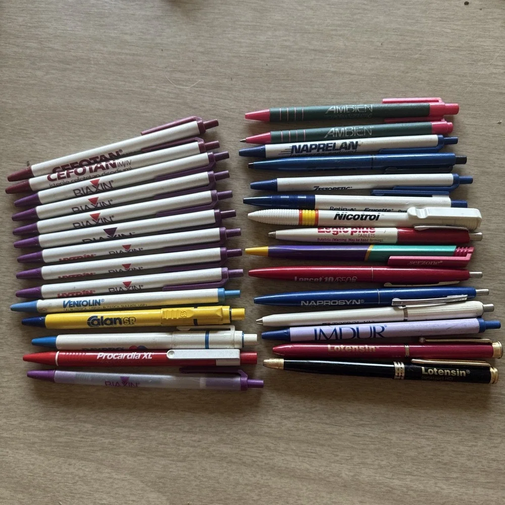 Rx Pharmacy Promotional Ballpoint Pens Lot Of 29 Ambien Lotensin Nicotrol Biaxin